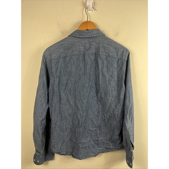 UNTUCKit Shirt Men’s M Blue Selvedge Chambray Long Sleeve Button-Front Slim Fit - Picture 4 of 7